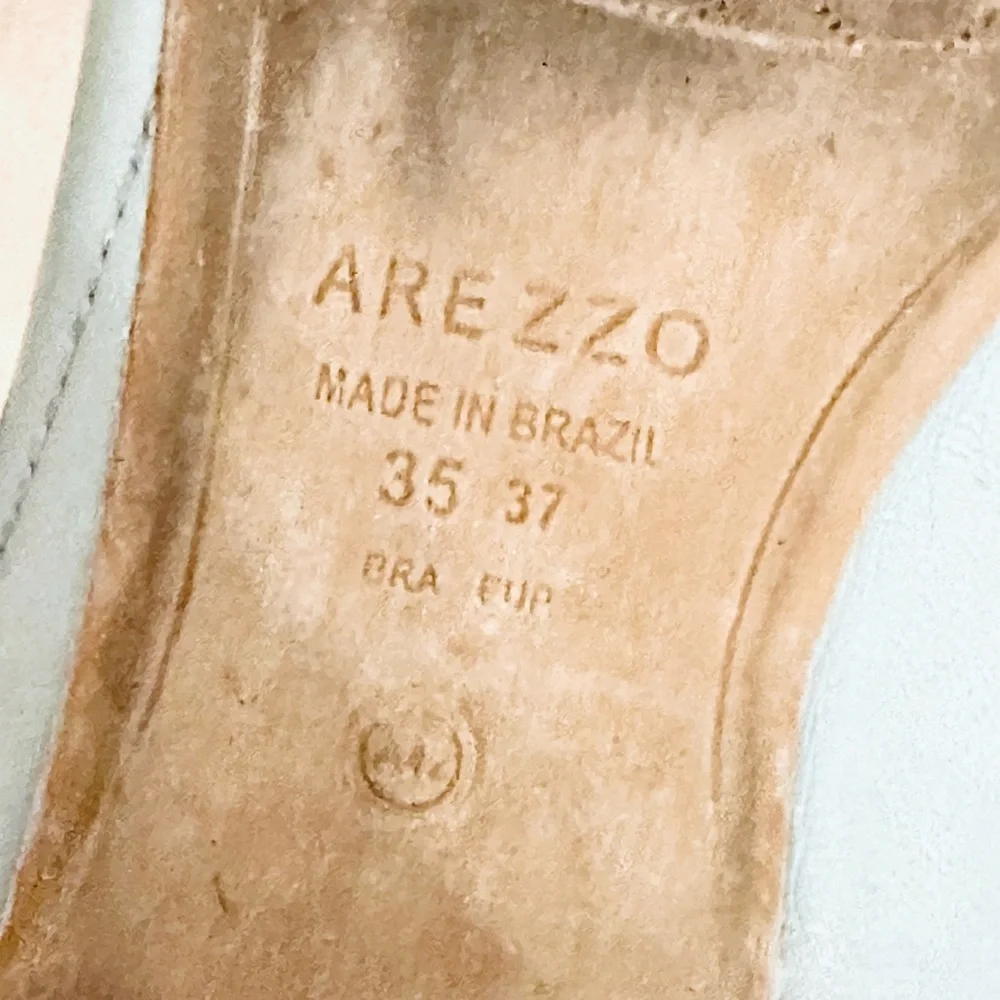 Arezzo Brazilian Leather Women's Blue and Pink Bow Flats US 6 Bra 35 UK4 EUC - Picture 5 of 8